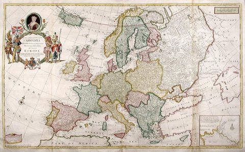 Mapa de la Europa del Antiguo Régimen, de Herman Moll (1703).