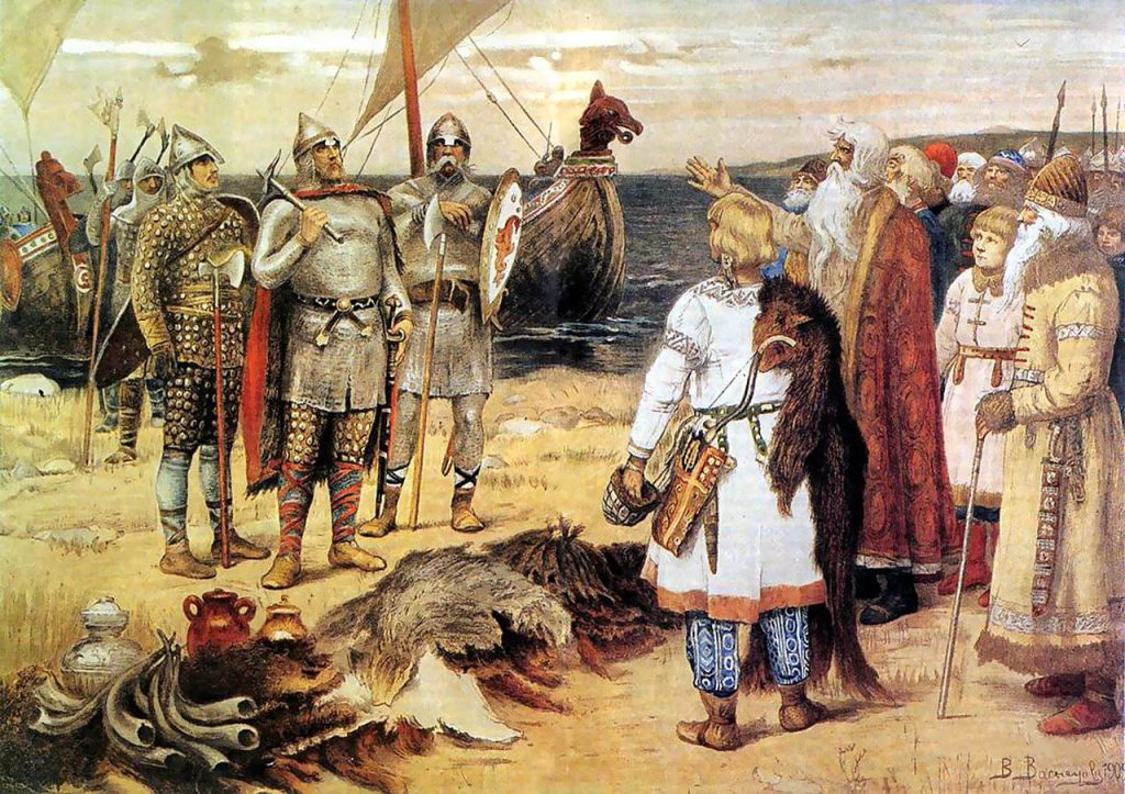 La invitación de los varegos: Rurik y sus hermanos llegan a Staraya Ladoga.