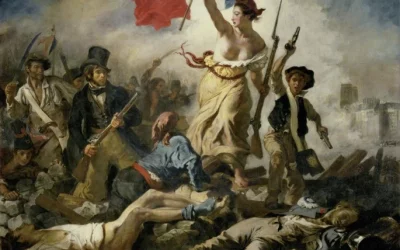 La libertad guiando al pueblo, obra icónica asociada (parcialmente de forma incorrecta) a la Revolución Francesa